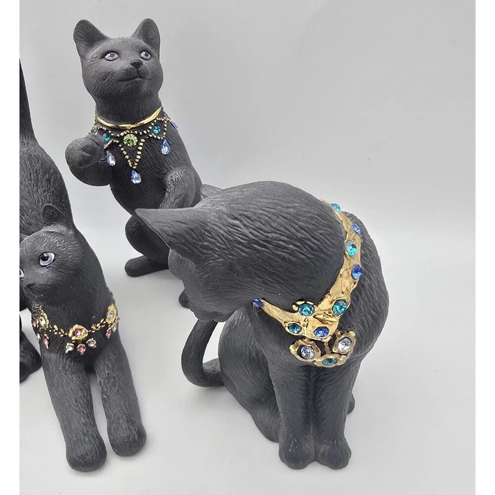 Set of 4 Lenox Jeweled Black Cat Collection